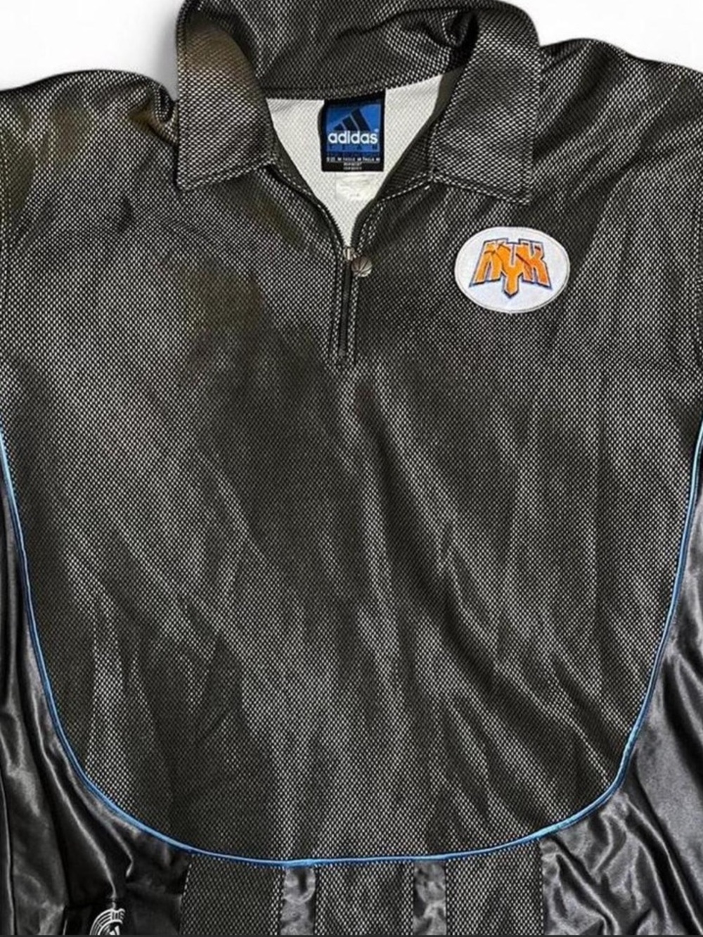 adidas Black Cycling Jersey with Blue Piping and Patch